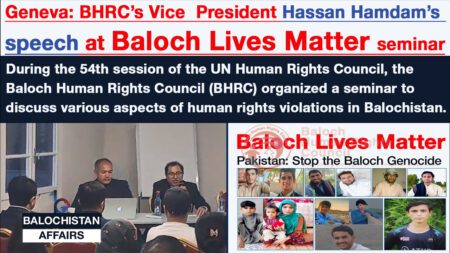 Geneva: BHRC’s Vice President Hassan Hamdam’s speech at Baloch Lives Matter seminar